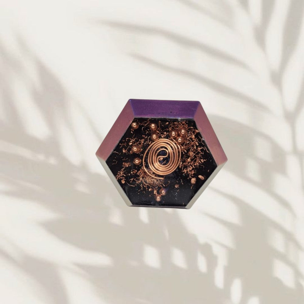 Hexagonal Purple Orgonite pyramid
