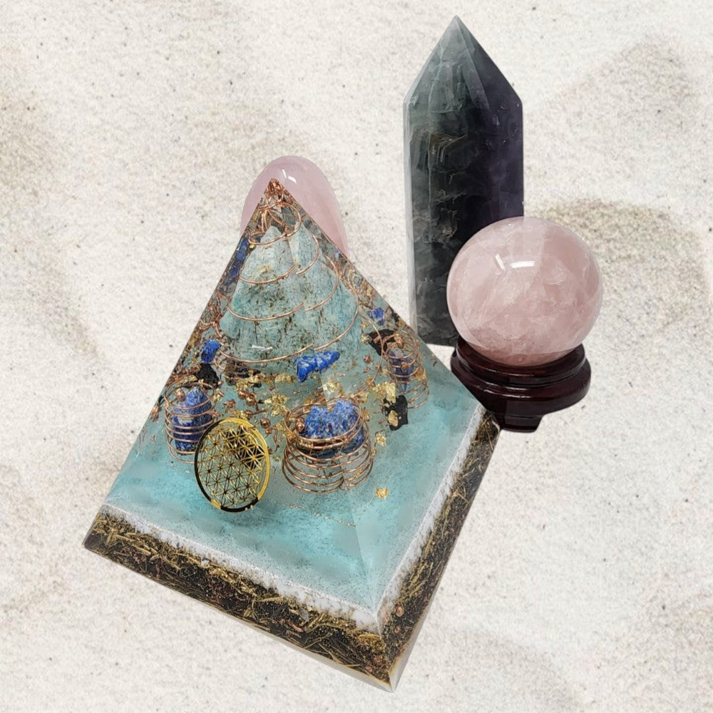 Amazonite Flower of Life Pyramid