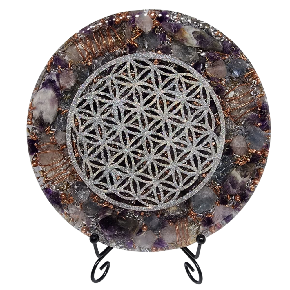 Flower of Life Silver Energy Disk