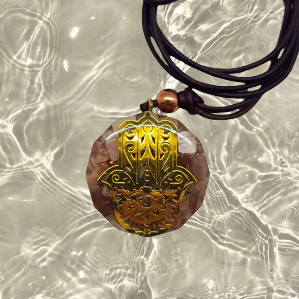 Hamsa Solar Protection Orgonite Pendant