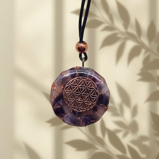 Flower of Life Copper Orgonite Pendant
