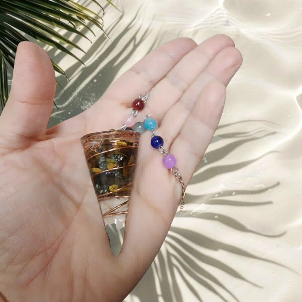 Tiger Eye Round Orgonite Pendulum