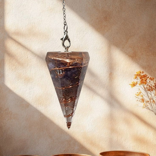 Lepidolite Hexagonal Orgonite Pendulum