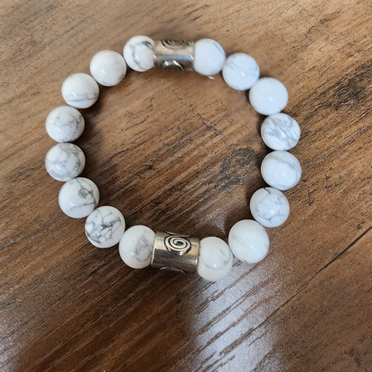 Howlite Men’s Bracelet with Silver Accent – Calm & Clarity | Quantum Charged