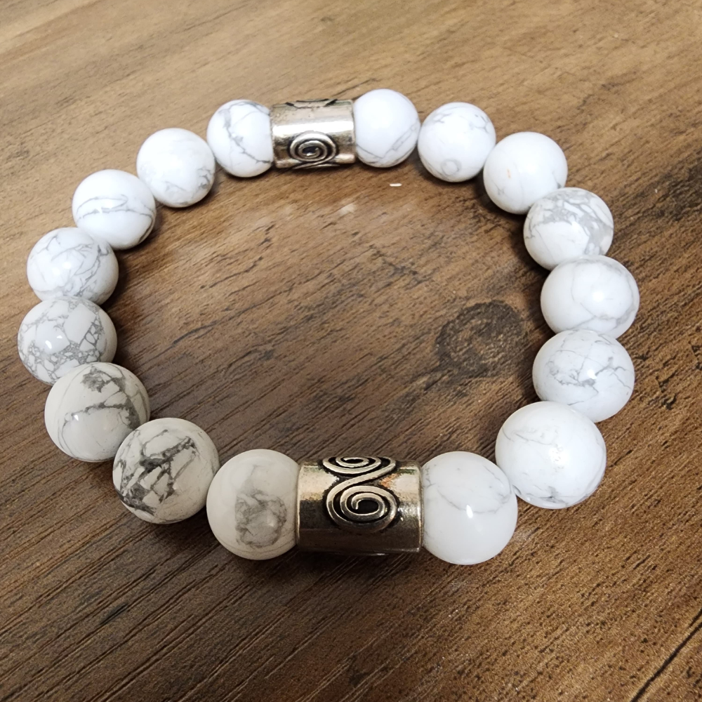 Howlite Men’s Bracelet with Silver Accent – Calm & Clarity | Quantum Charged