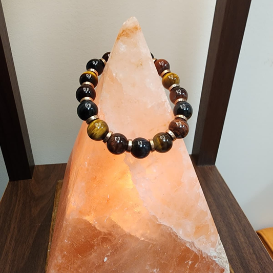 Multi Tiger’s Eye Men’s Bracelet with copper accents – Strength & Focus | Quantum Charged