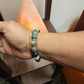 Moss Agate Men's Bracelet with gold accents
