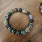 Moss Agate Men's Bracelet with gold accents