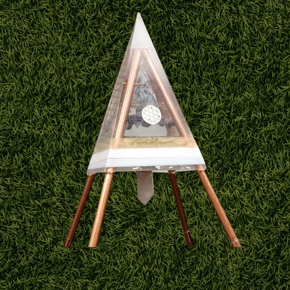 Larimar Light Chamber – Copper Crystal Healing Pyramid