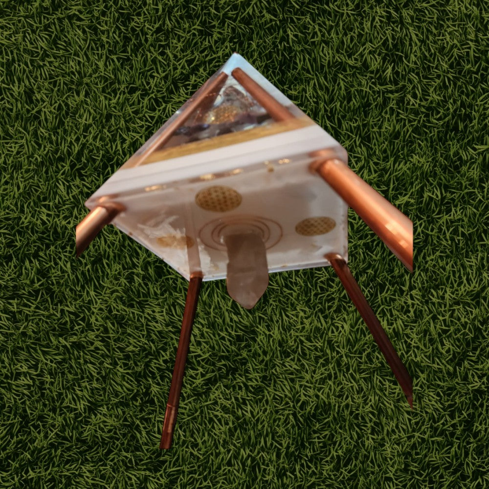 Larimar Light Chamber – Copper Crystal Healing Pyramid
