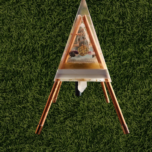 Larimar Light Chamber – Copper Crystal Healing Pyramid